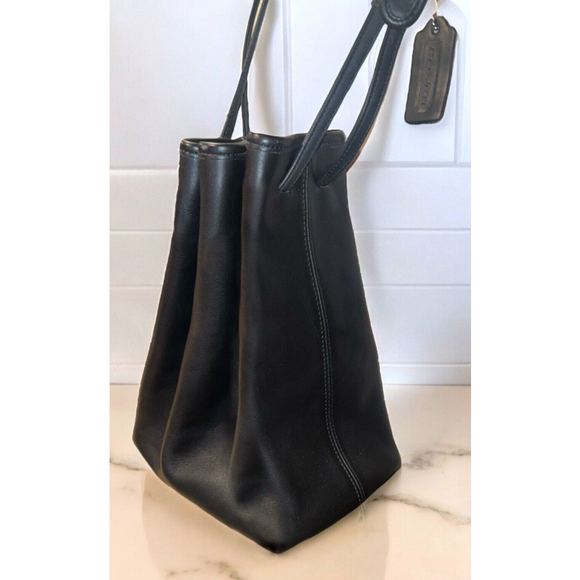 Vintage Coach 9165 Legacy Black Leather  Nickel Drawstring Bucket Bag Cinch USA - Picture 3 of 13